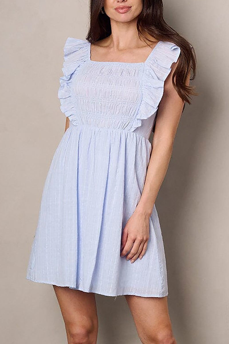 Sleeveless ruffle smock mini dress (EFWT2009)