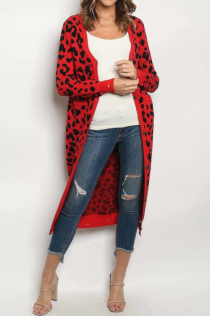 Animal print open front sweater cardigan (DGS4440)