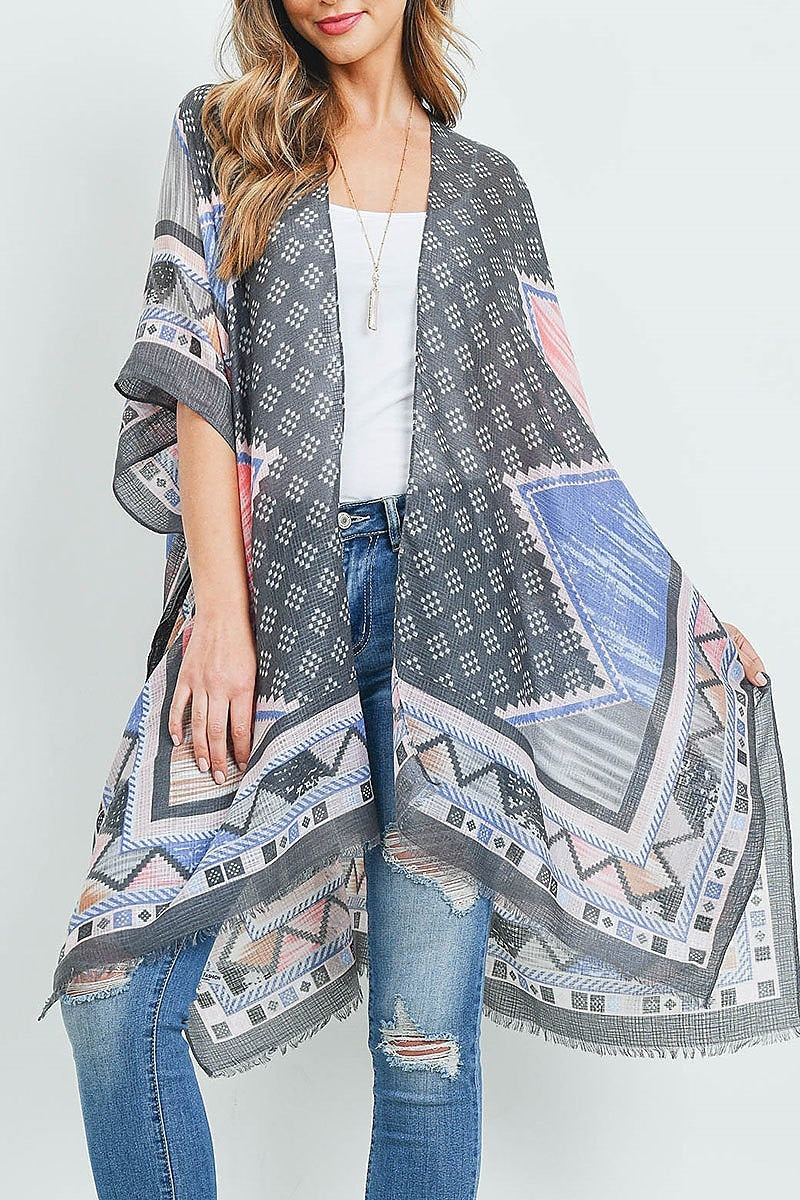 Bohemian open front tassel kimono (EF1112)