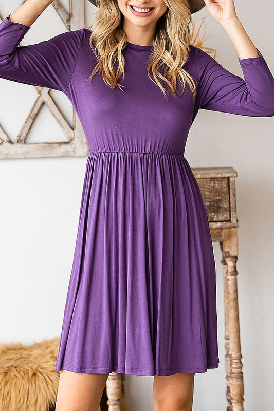 Crew neck elastic waist dress (DED8061)