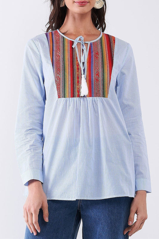 Multi stripe color block top (TDG8028)