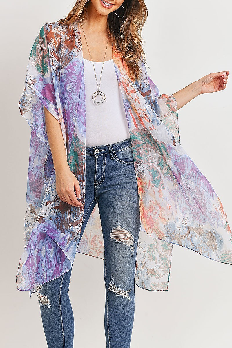 Abstract print open front kimono (DGS5152-PU2)