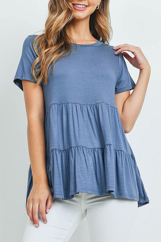 Tiered layered round neck top (ED9948)