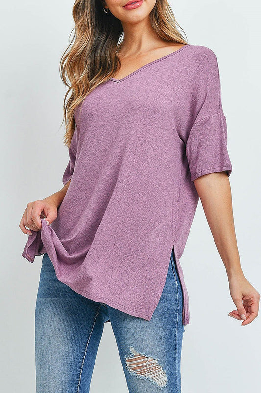 Low back v neck loose fit top (ED9929)