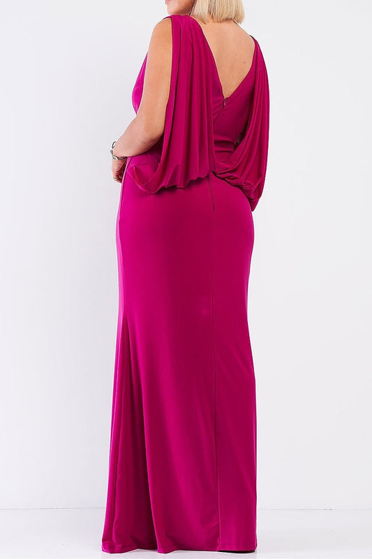 Drape back v neck maxi dress (TDG7729)