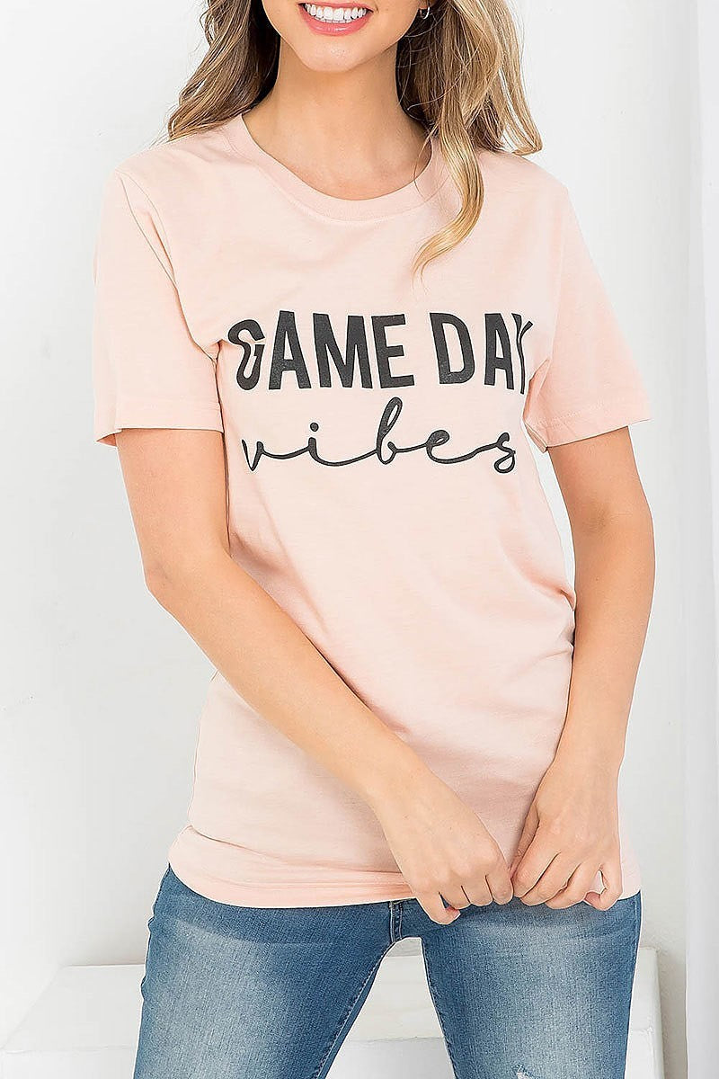 Game day vibes graphic tee top (EF3537)