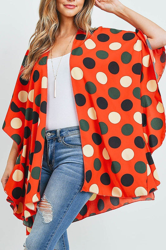 Polka dot ruffle kimono (ED9327)