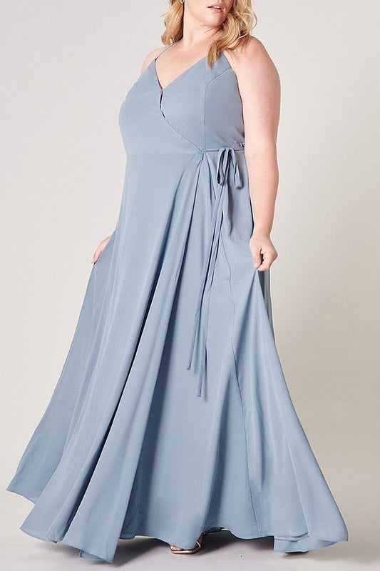 Sleeveless surplice open back maxi dress (EFWT3226)