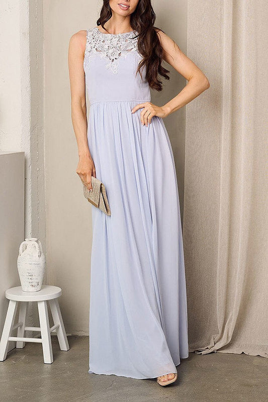 Sleeveless front slit detailed maxi gown dress (EFWT2437)