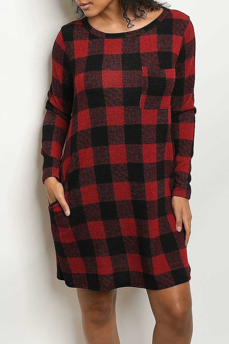 Pocket detail checker tunic dress (DED5545)