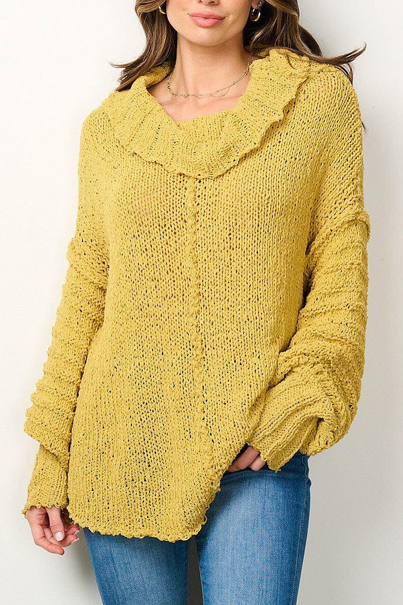 Long sleeve turtle neck knitted sweater (EFWT7005)