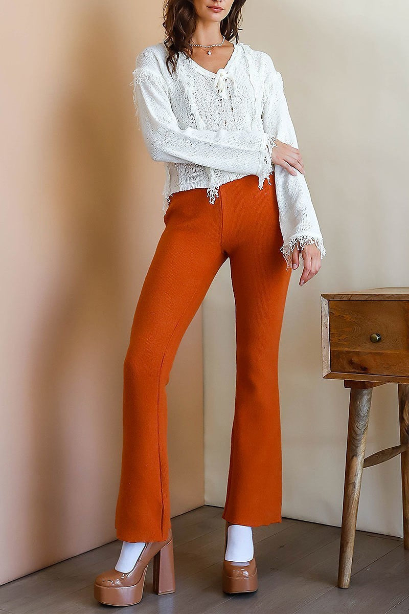 High waist flare leg pants (TDG9853)