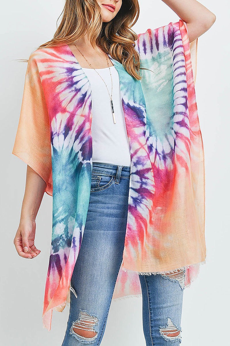 Tie dye open front kimono (EF1147-REST)