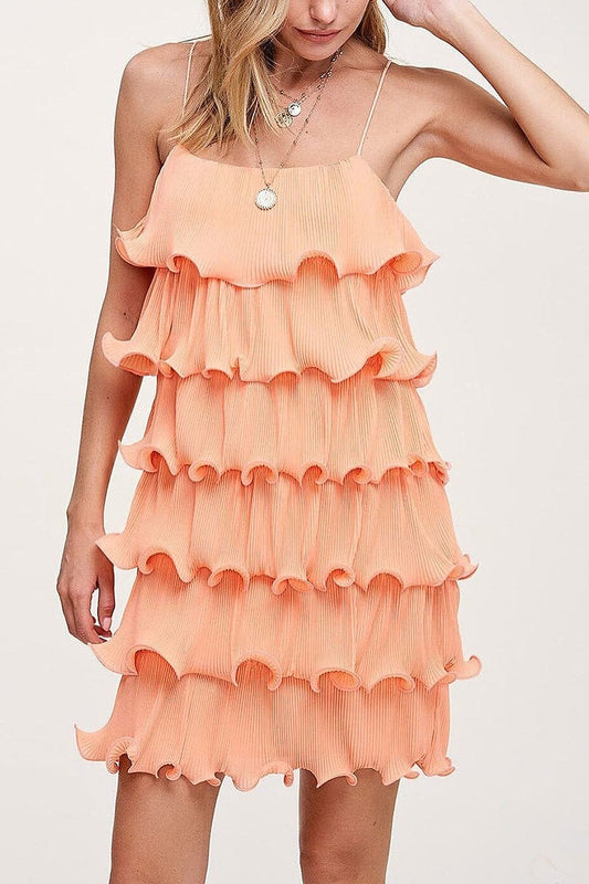 Sleeveless ruffle tiered mini dress (EFWT5463)