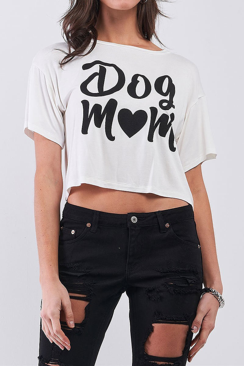 Dog mom graphic crop tee (TDG7903)