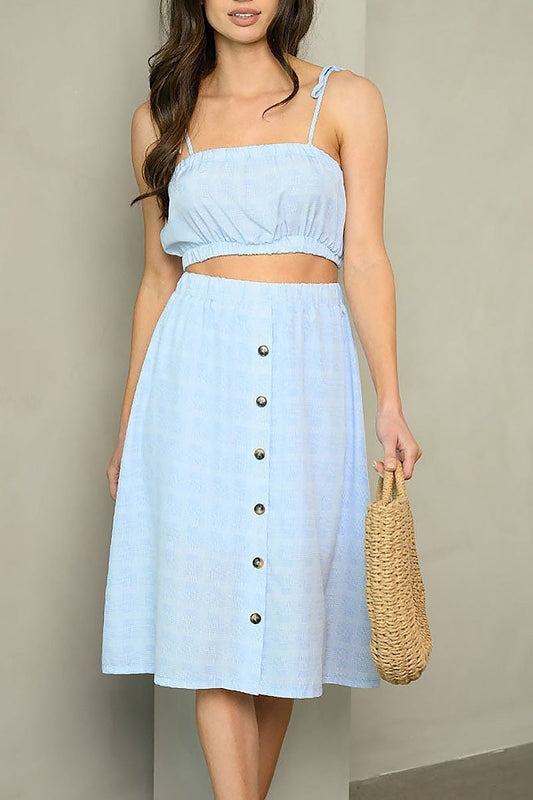 Plaid crop top and midi skirt set (EDWT5275)