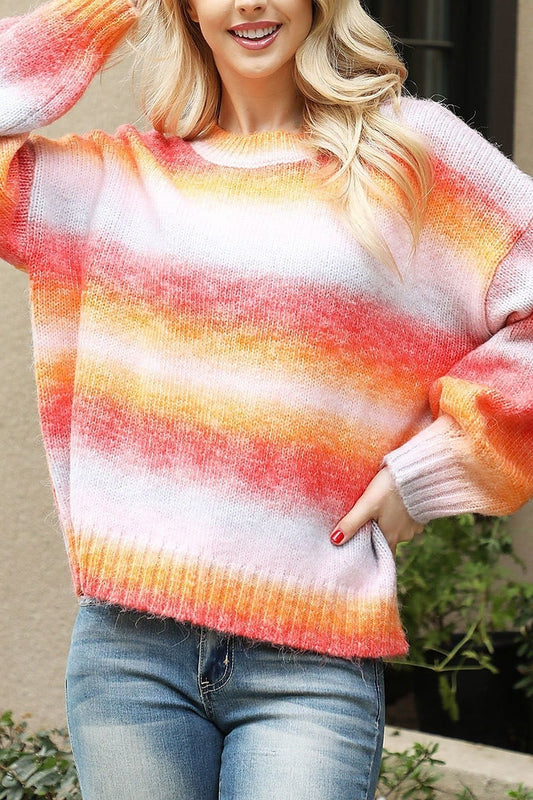 Multi color stripe waffle sweater (DGS6544)