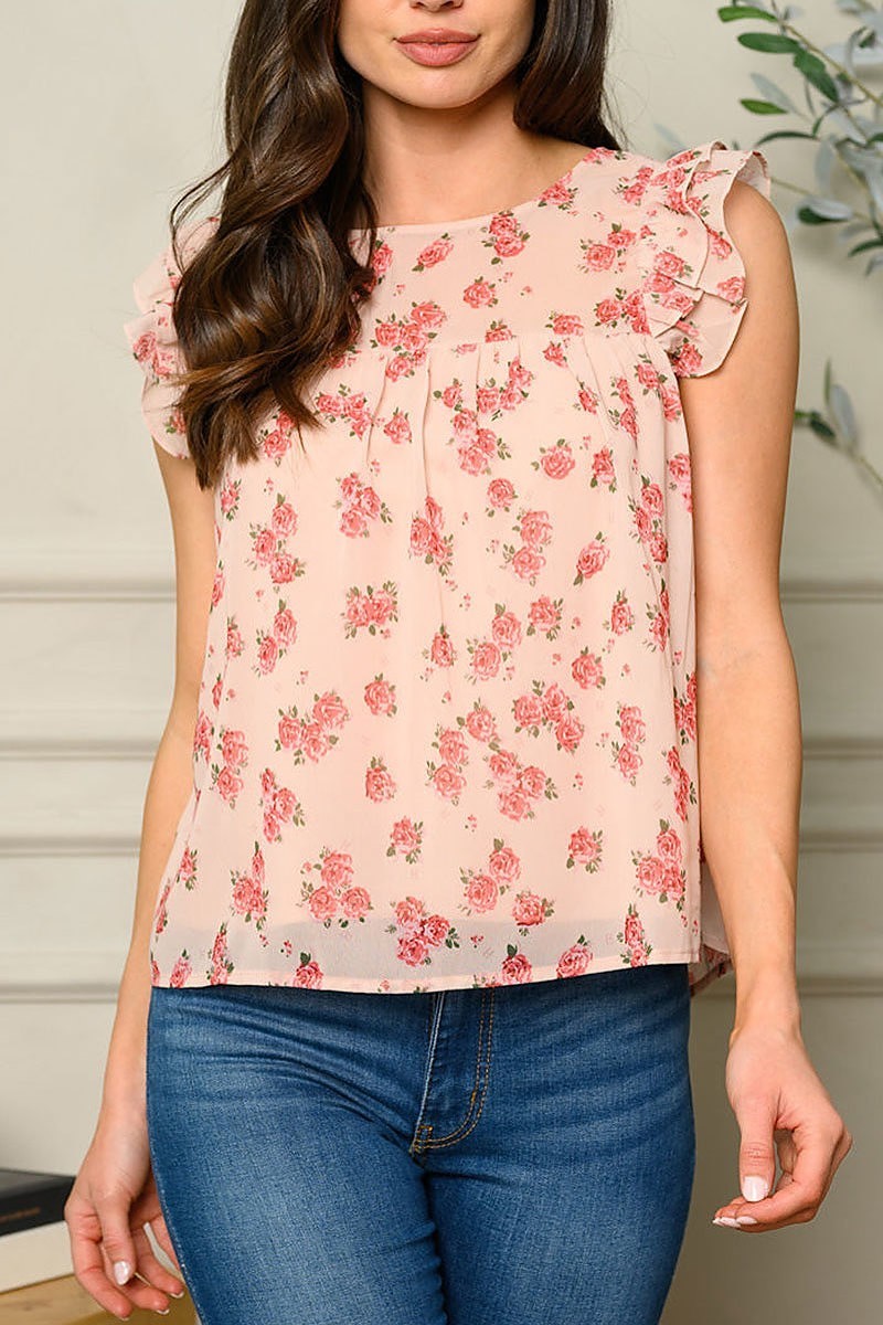 Short sleeve floral top (EDWT5840)