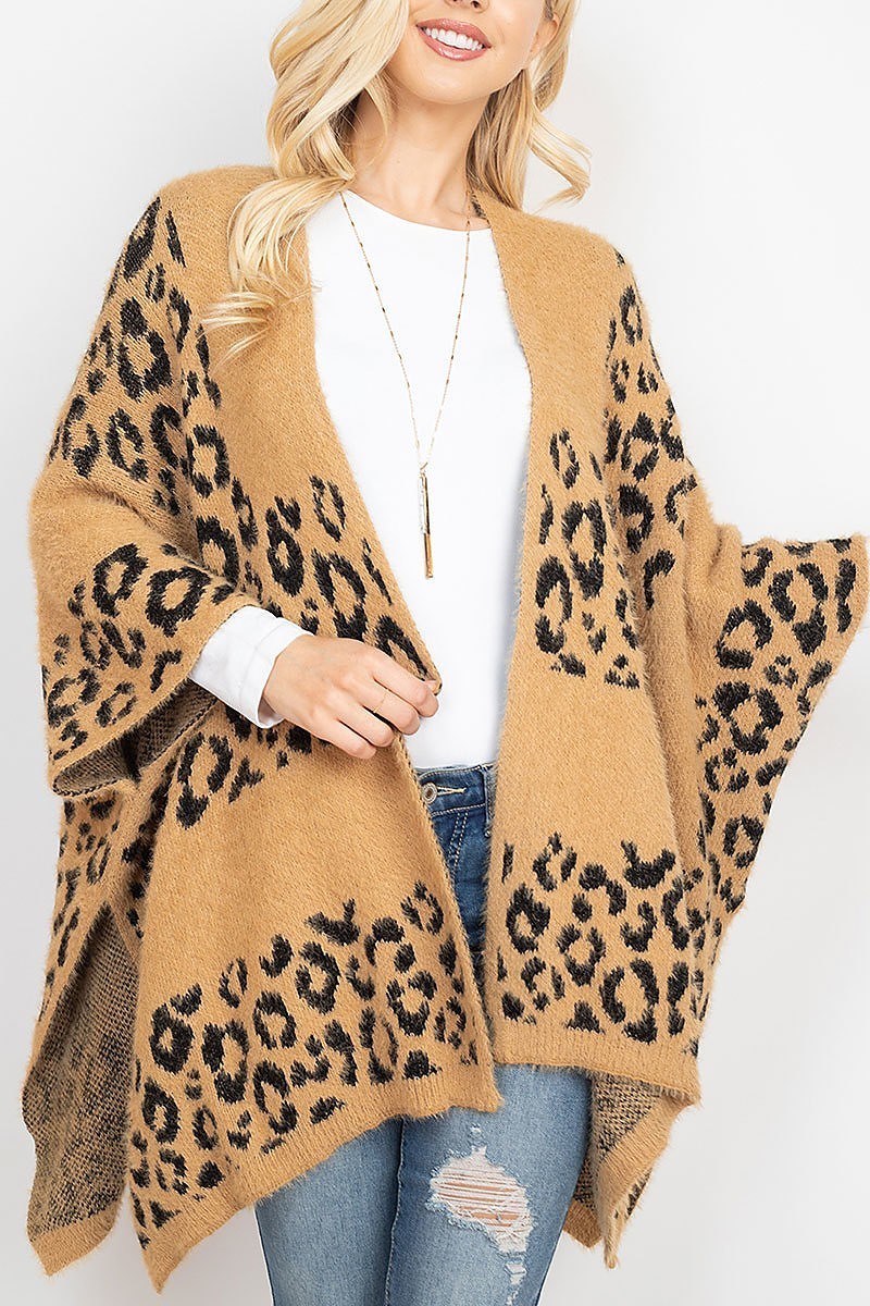 Leopard print sweater kimono (DGS5338)