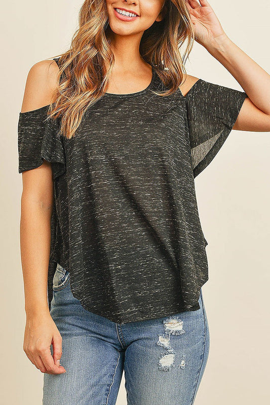 Cutout shoulder loose fit top (ED8449)