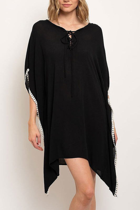 Lace trimmed loose fit tunic dress (EDWT2489)