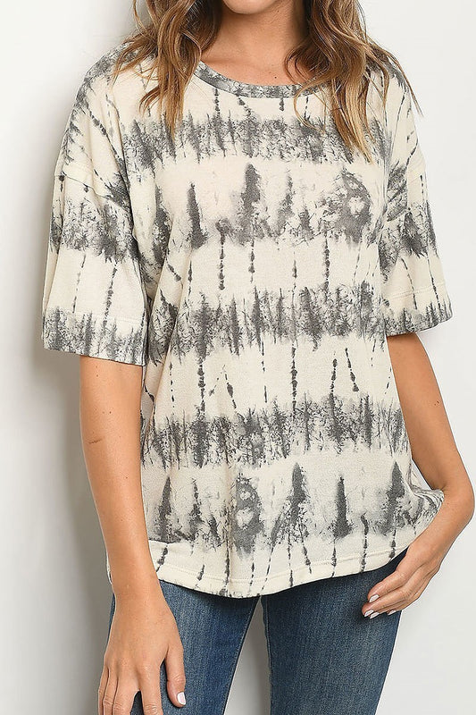 Round neck loose fit tie dye top (ED7372-1)