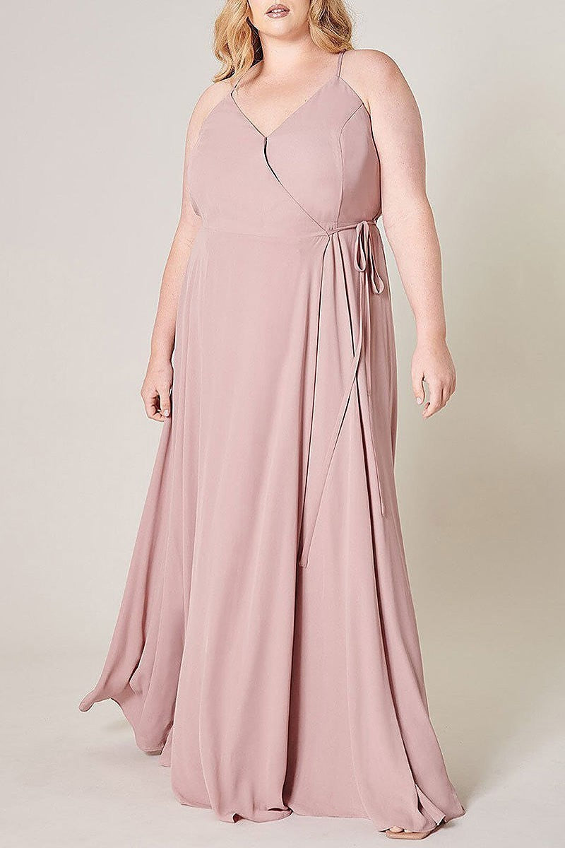 Sleeveless surplice open back maxi dress (EFWT3246)