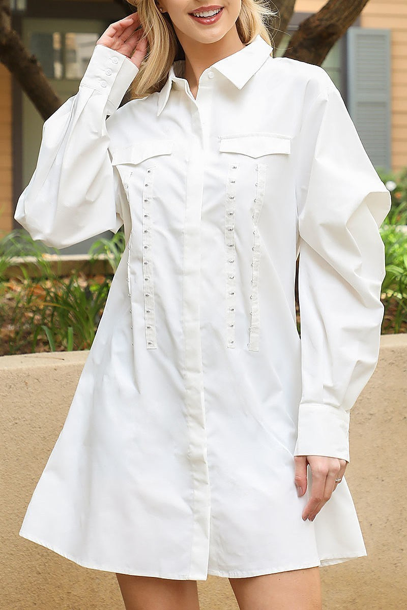 Long sleeve button down collared dress (DED8894)