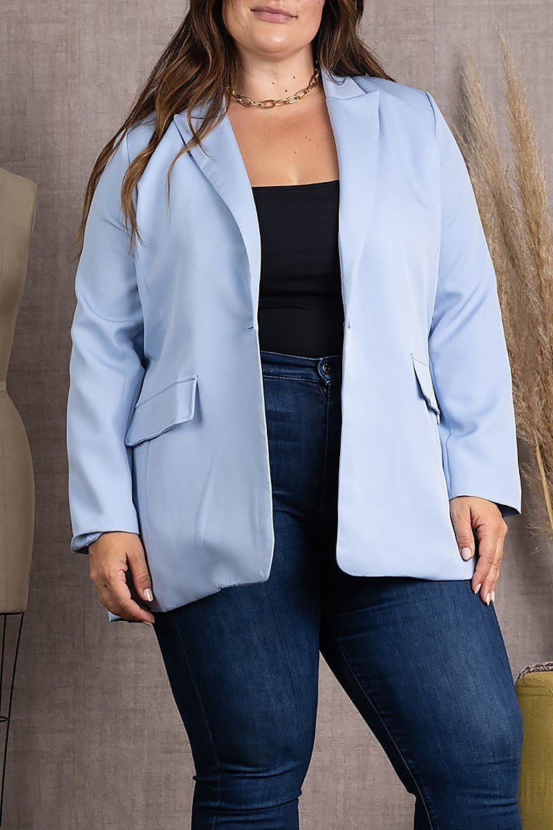 Lapel long sleeves plus size blazer (EDSW3672)