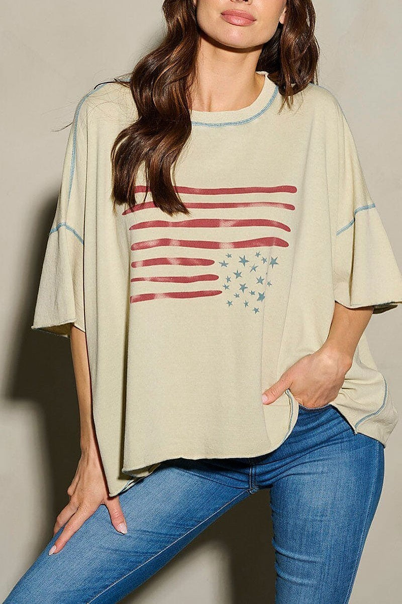 American flag patriotic tunic blouse top (EFWT9753)