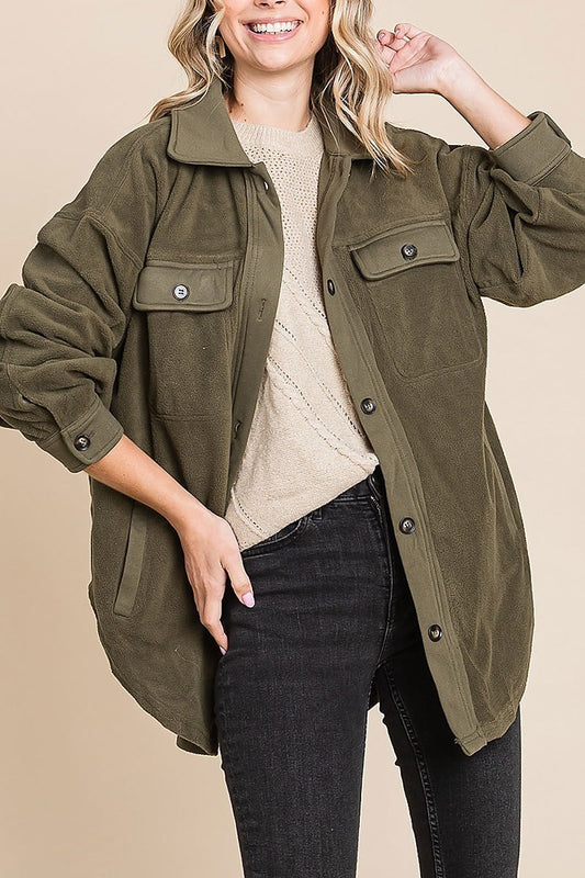 Fleece buttoned down oversized jacket (EDH1900)