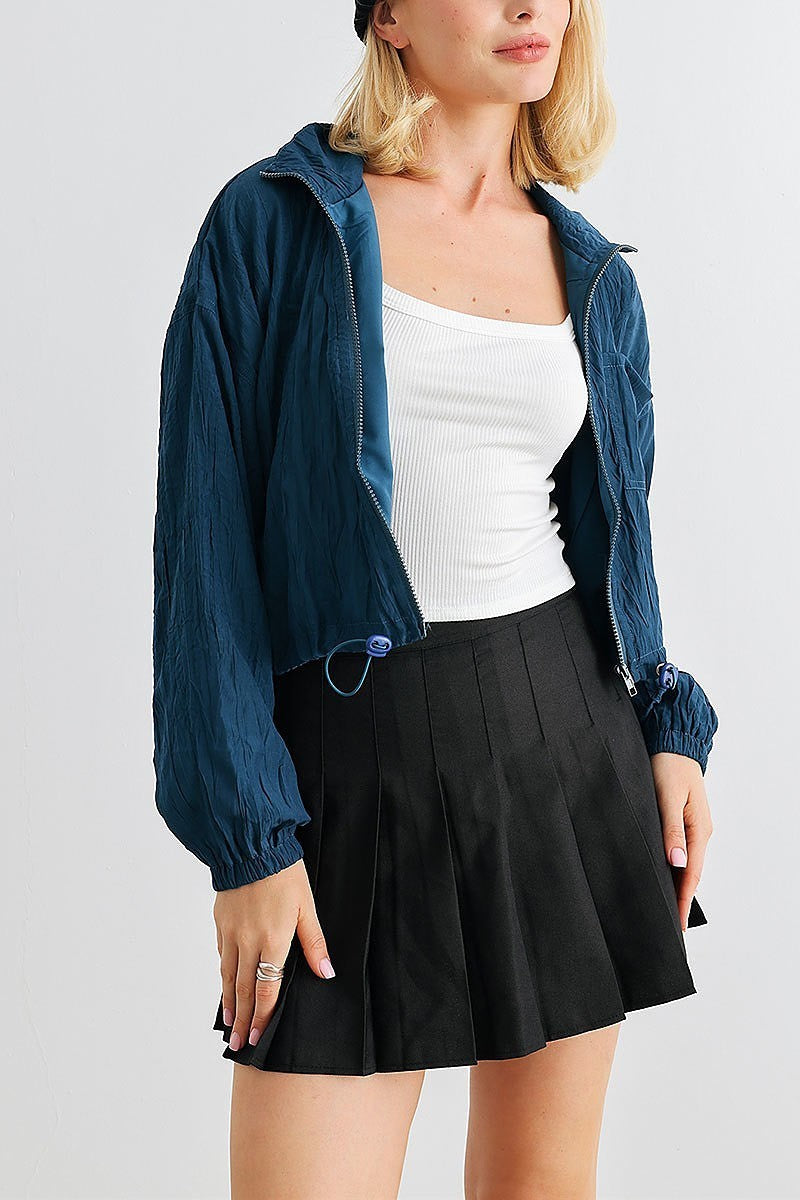 Zip up long sleeve drawstring hem jacket (TED1998)