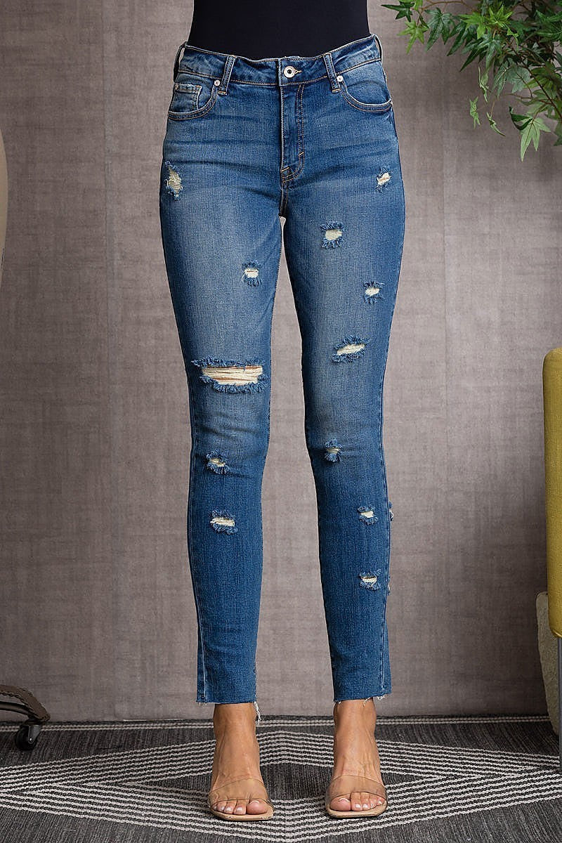 Low rise ripped skinny denim jeans (EDSW3115)