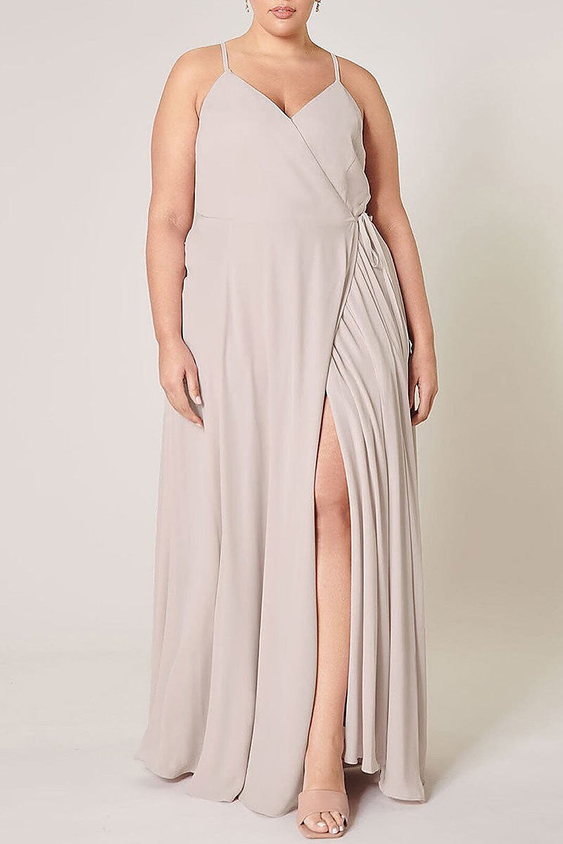 Sleeveless surplice open back maxi dress (EFWT3244)