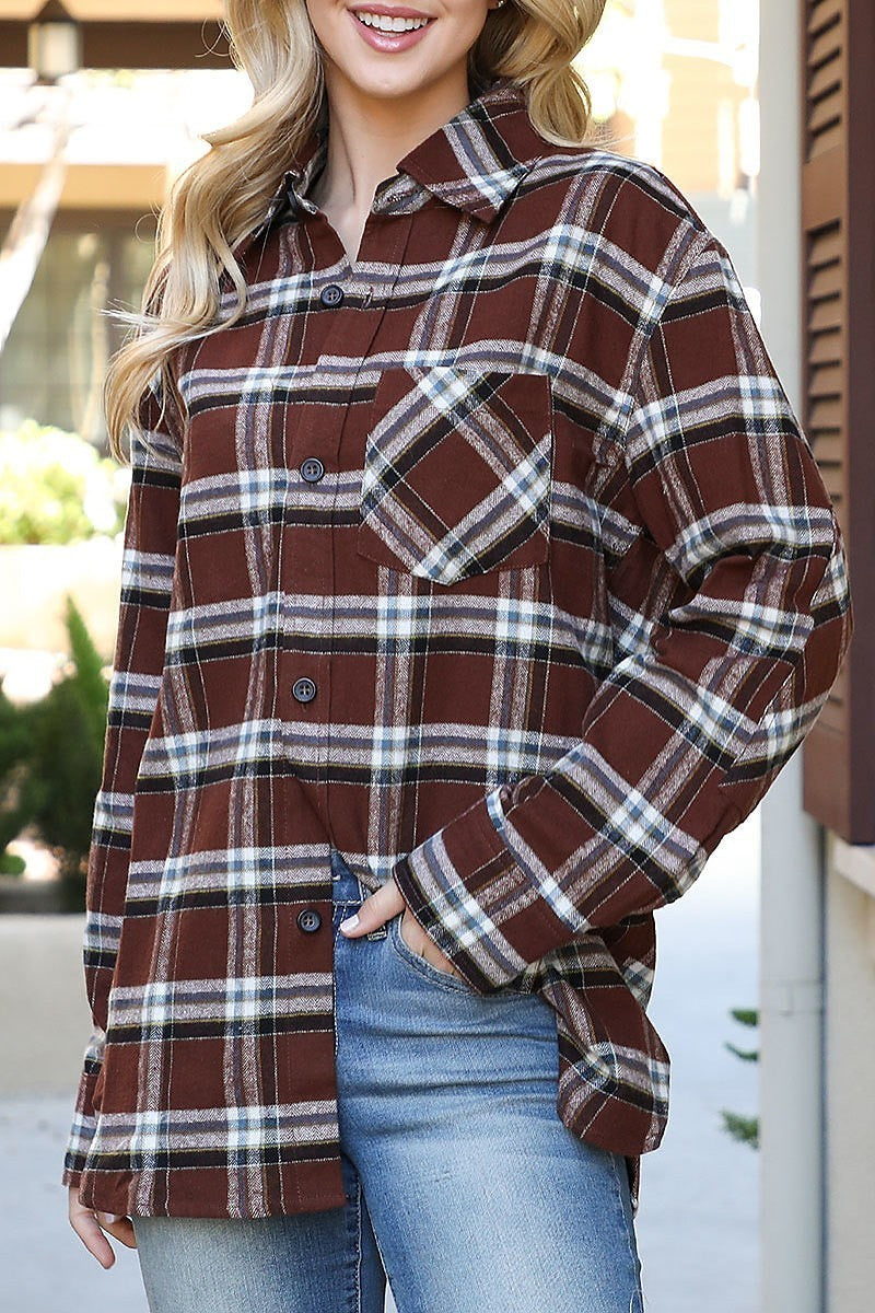 Plaid button detail top (DGS6337)