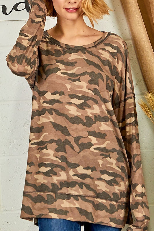 Camo print long sleeve top (EF4888)