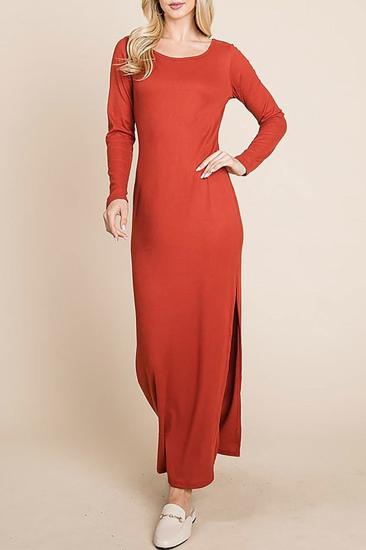 Long sleeve scoop neck maxi dress (DED8771)