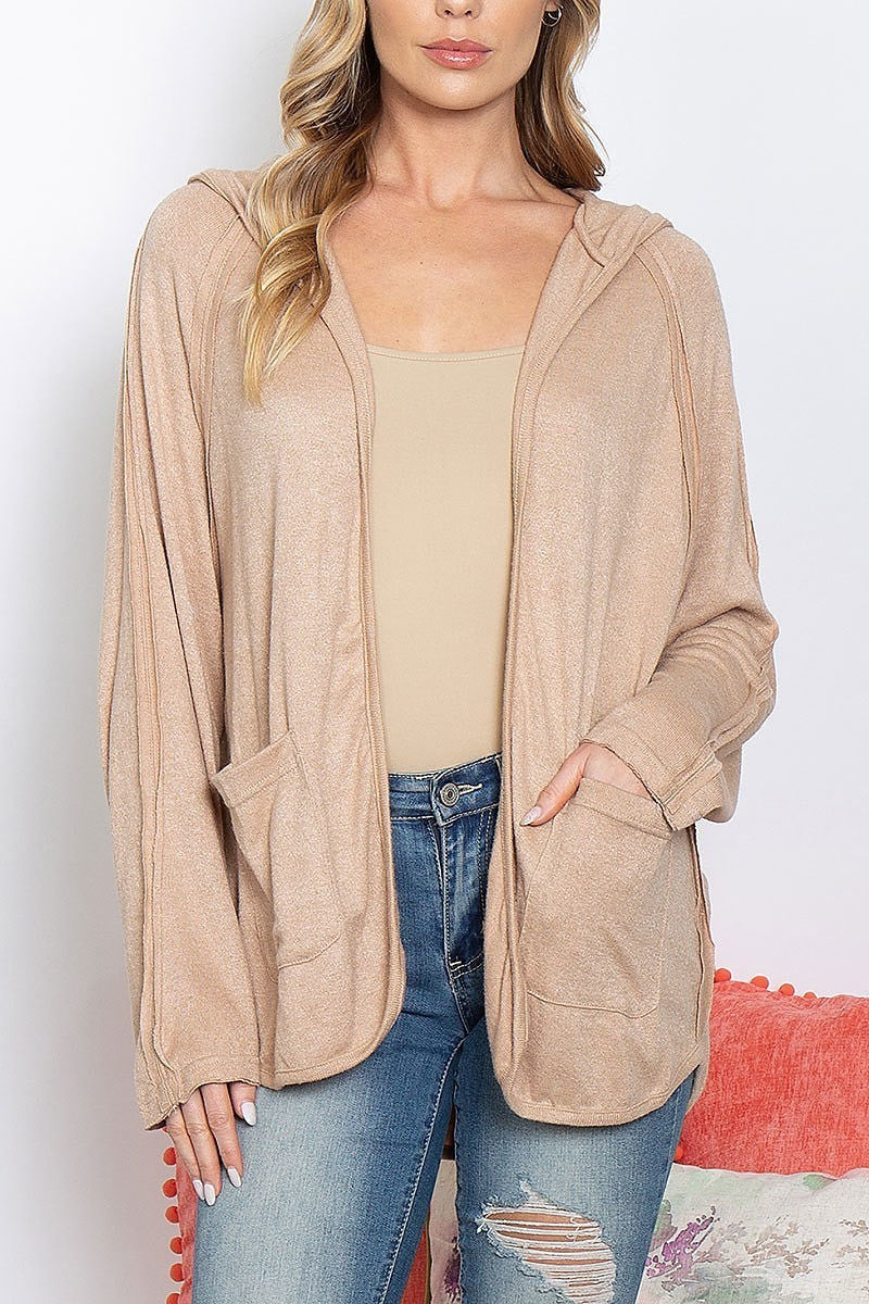 Oversized soft knit hooded cardigan (DGS5949)