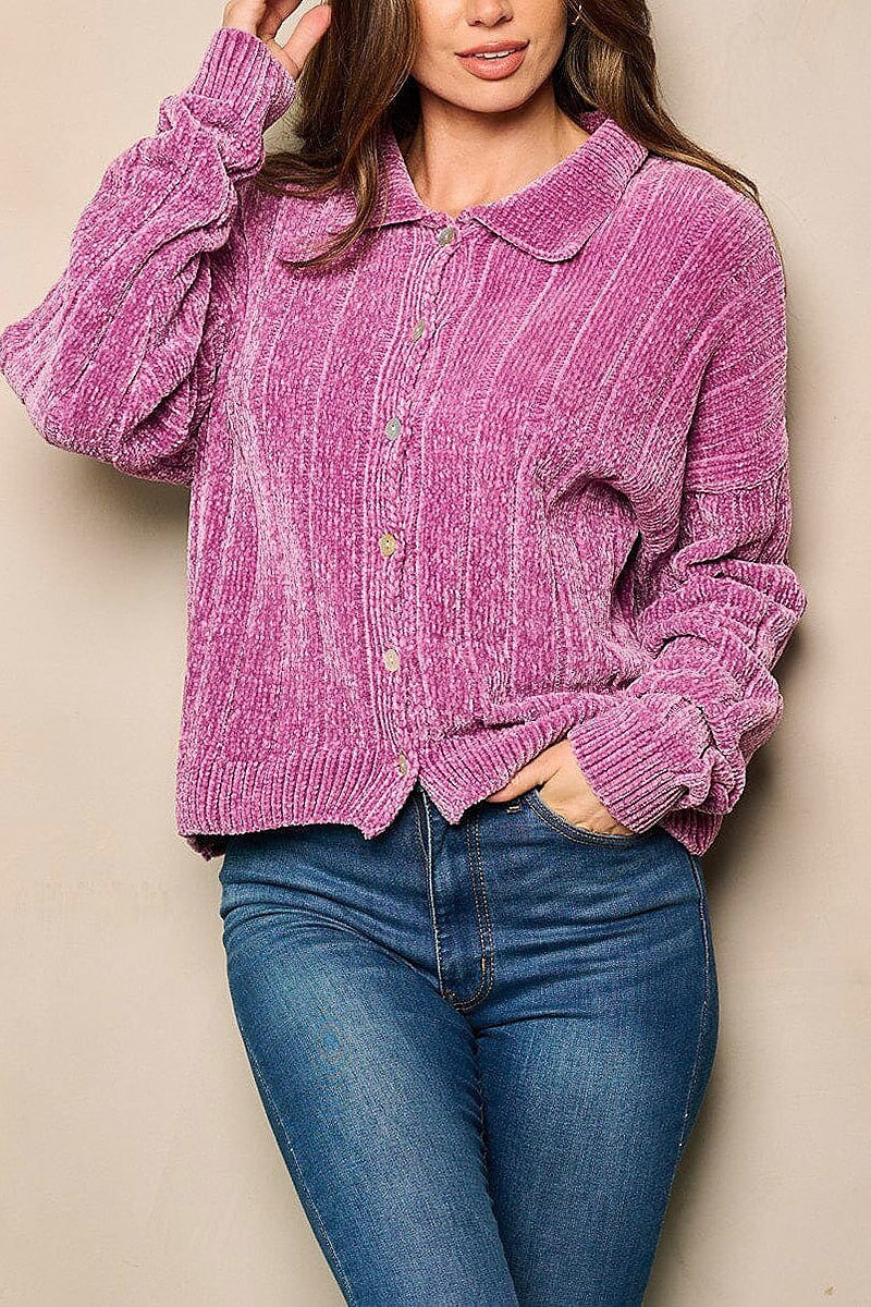 Long sleeve button closure sweater (EFWT5025)