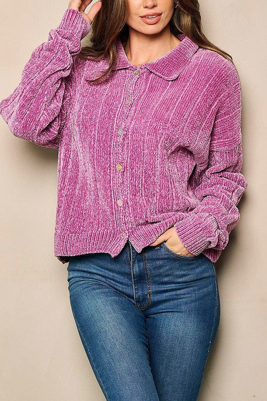 Long sleeve button closure sweater (EFWT5025)