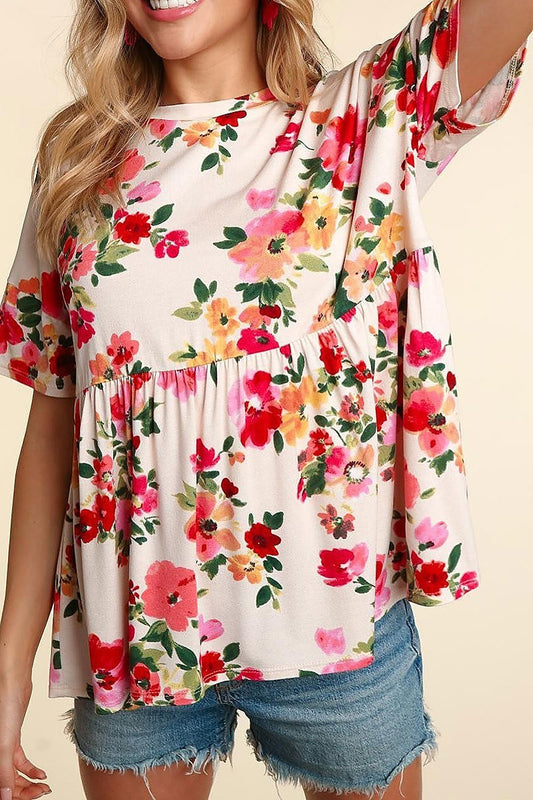 Floral drop shoulder oversized knit top (ETBM4422)