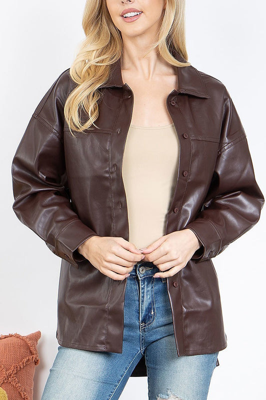 Button down leather jacket (DGS5810)