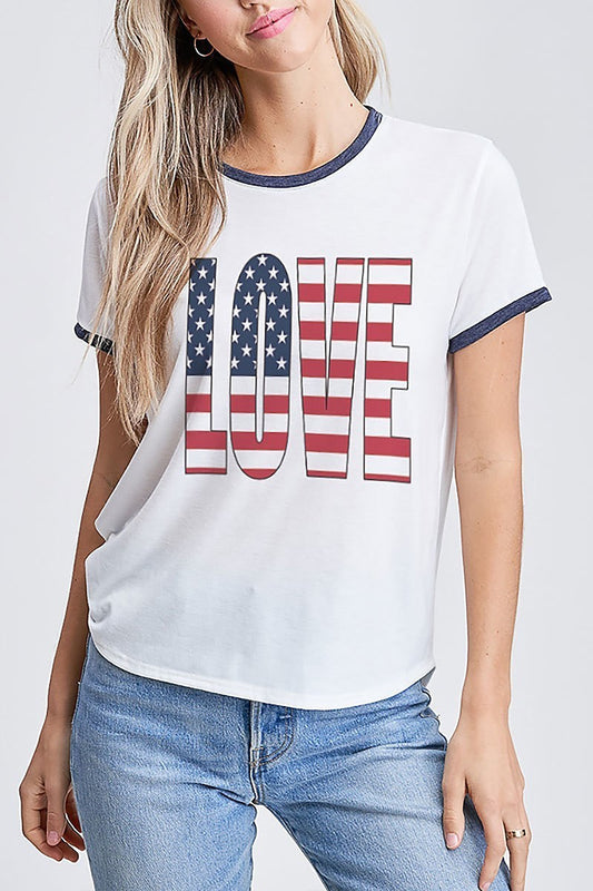 American flag love graphic top (EF4446)