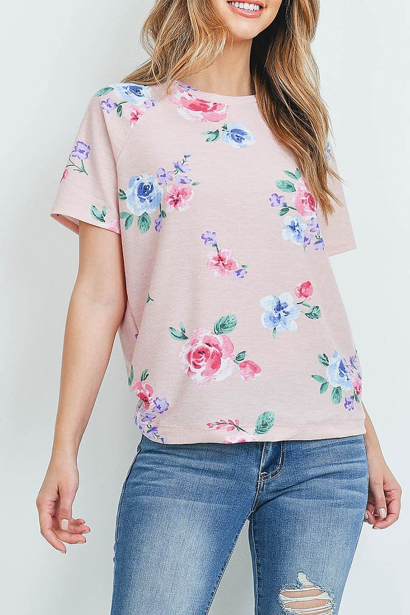 Short sleeves floral print top (ED9314)