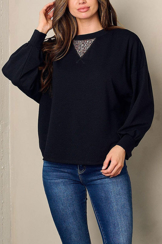 Long sleeve small studs detailed top (EFWT2895)