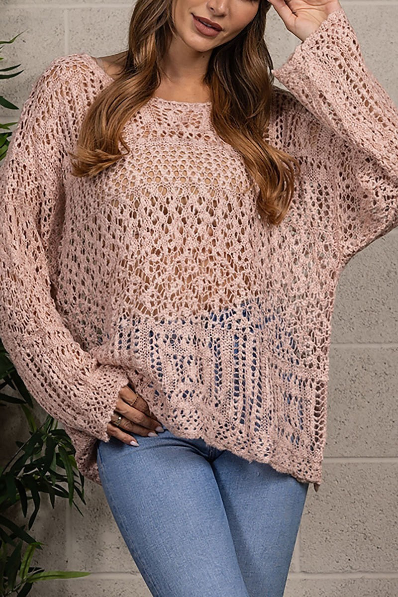 Rib knit stitch pullover sweater (EDSW2209)