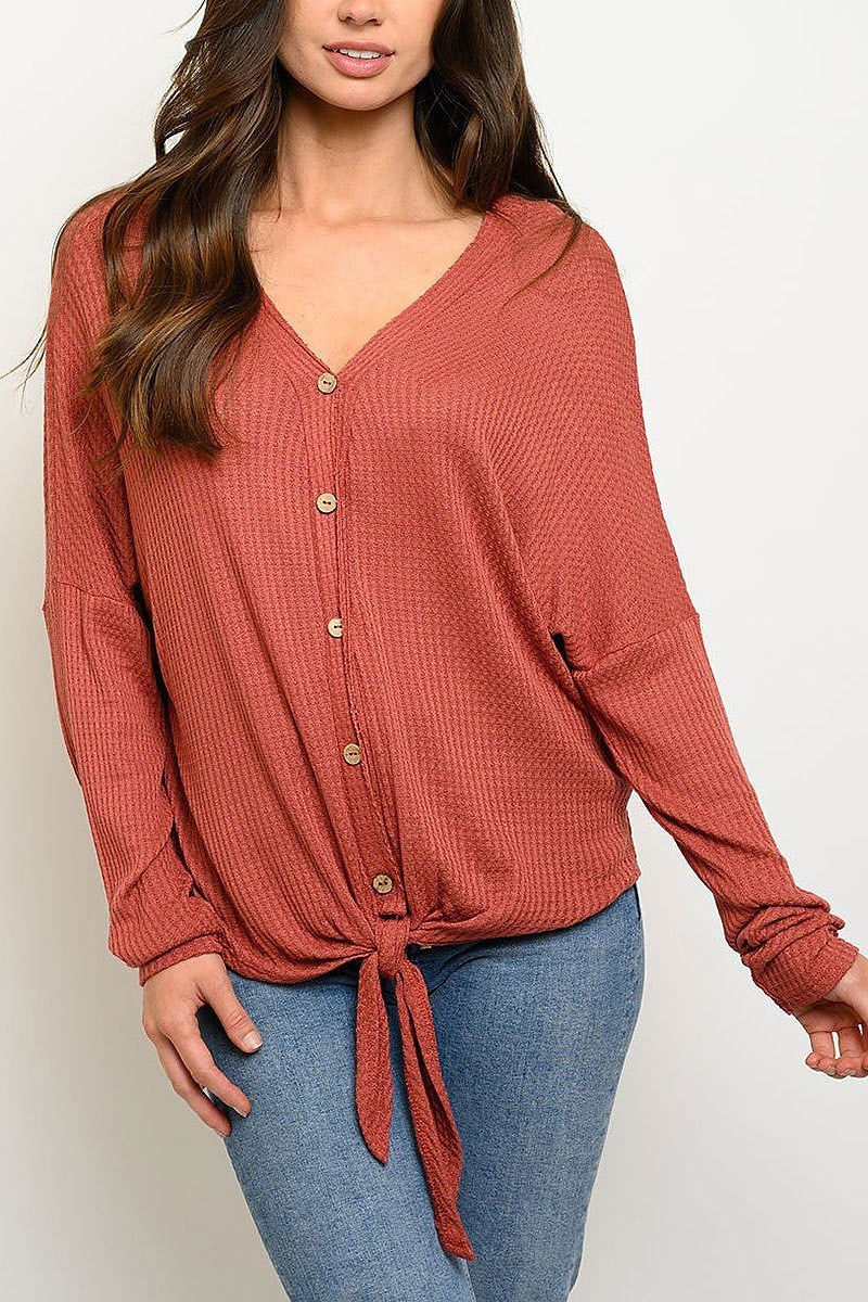 Rushed waffle button up top (EDWT2863)