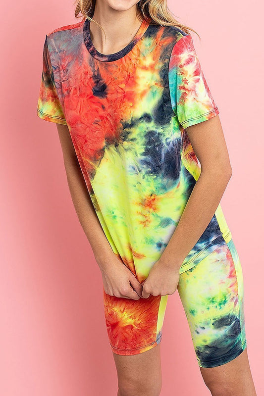 Tie dye top and short set (ED7951-1)