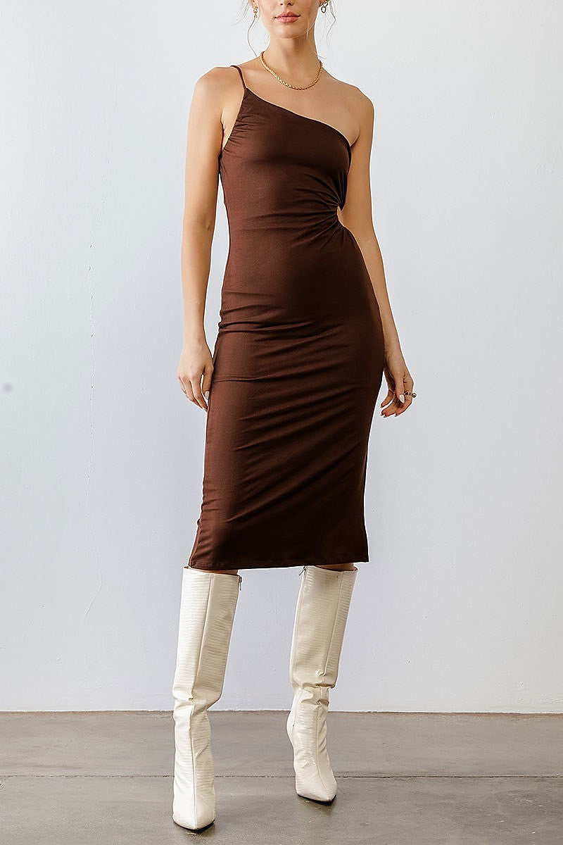 One shoulder cutout side midi dress (TED1753)