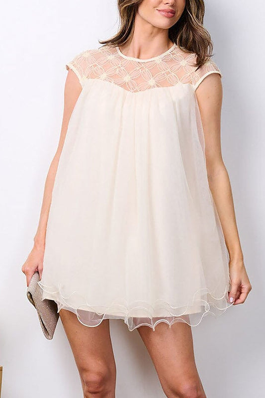 Sleeveless lace tunic babydoll mini dress (EFWT7499)